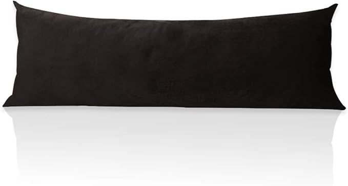 StangH Black Body Pillow Pillowcase, 20 x 54 inches Soft Velvet Pillow Cover with Zipper Closure, Warm Cozy Body Pillowcase for Adults Pregnant Women, 1 Piece