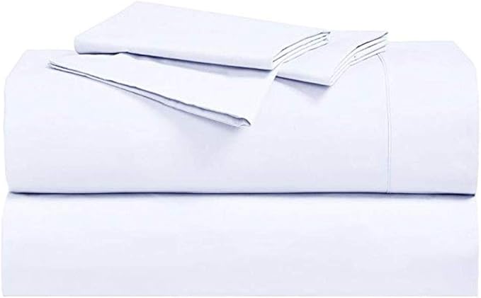 Royal Hotel Bedding Abripedic Crispy Percale Sheets, 300-Thread-Count, 4PC Solid Sheet Set, 100% Cotton, Super Deep Pocket, California-King, White