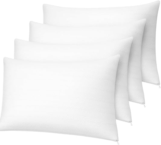 2-Pack Zippered Pillow Protectors – Standard Size 20x26, Soft Quiet Polyester Covers, White – Dependable Industries Inc. Essentials