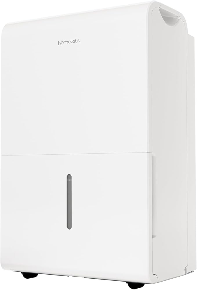 hOmeLabs Dehumidifier 7,000 Sq Ft Wi-Fi (50 Pint MAX 120 Pint at 95°F, 90% RH) for Home, Office, Basements with Powerful Moisture Removal, Humidity Control, Auto Shut-off, Quiet Operation