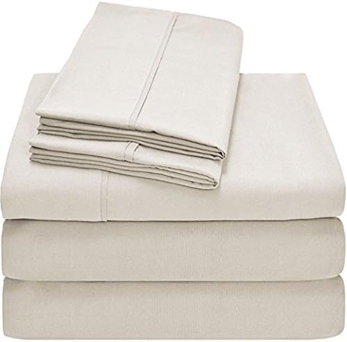 Top Split King Sheets Sets for Adjustable Bed, 4 Pcs Deep Pockets Double Brushed Microfiber Sheets, 34 Inch Split Top Fitted Sheet, 1 King Flat Sheet and 2 Pillowcases (Ivory)