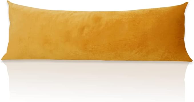 StangH Body Pillow Cover, Holiday Decorative Soft Cozy Velvet Pillow Cover Body Pillowcase with Hidden Zipper for Cozy Sunbathing/Party Garnish, Warm Gold, 20 x 54 inches, 1 Piece