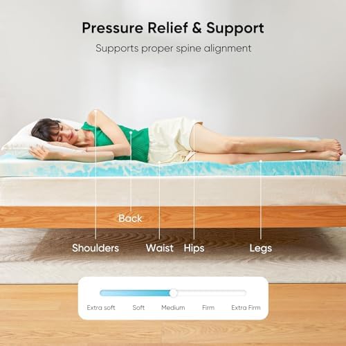 Marsail 3-inch King Memory Foam Mattress Topper, Gel Infused Cooling, Soft for Sleeper Sofa, RV, Camper, CertiPUR-US Certified