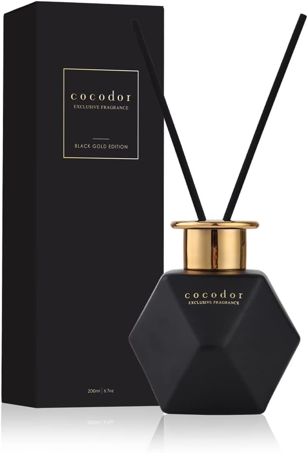 COCODOR Black Golden Reed Diffuser/Black Cheery/6.7oz(200ml)/Home Decor & Office Decor, Fragrance and Gifts, Aromatherapy, Mother's Day