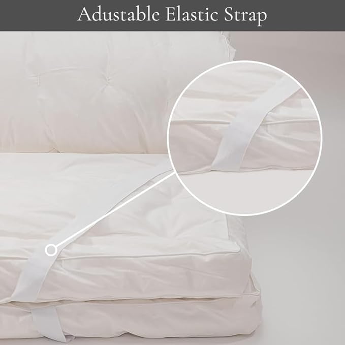 Sleep and Beyond myWoolly Latex Topper, 100% Natural Wool and Latex Filled Mattress Topper,3 in Thick, Full 54x76, Ivory
