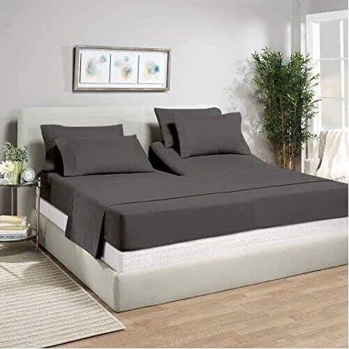 Top Split King Sheets Sets for Adjustable Bed, 4 Pcs Deep Pockets Double Brushed Microfiber Sheets, 34 Inch Split Top Fitted Sheet, 1 King Flat Sheet and 2 Pillowcases - Gold