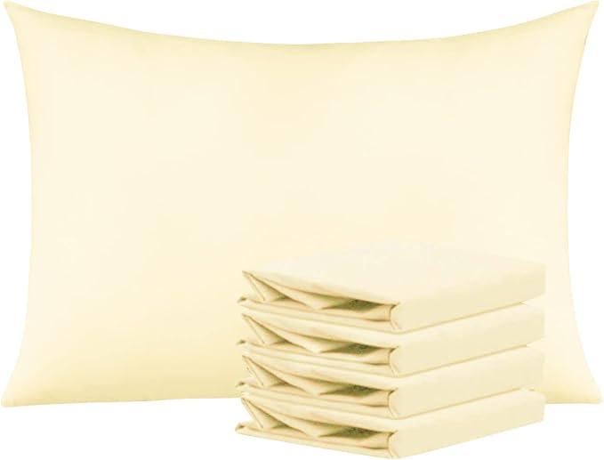 NTBAY Queen Pillowcase Set - 4 Pack Brushed Microfiber 20x30 Pillowcases - Soft, Wrinkle-Free, Fade-Resistant, Stain-Resistant, Ivory Pillowcases with Envelope Closure - 20x30 Inches, Ivory