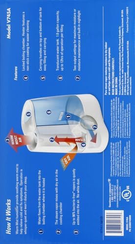 Vicks Warm Mist Humidifier Filter‑Free 1 Gal Tank,Auto Shut‑Off,Night Light,VapoPad and VapoSteam Compatible,(Pack of 2)