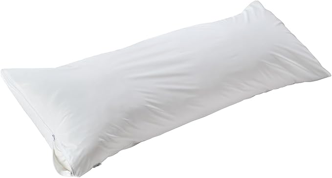 Kingnex Waterproof Down Feather Proof Body Pillow Protectors for 20x54 Pillow Zippered Plain Pillow Cover White 1 Pack Only 21x55