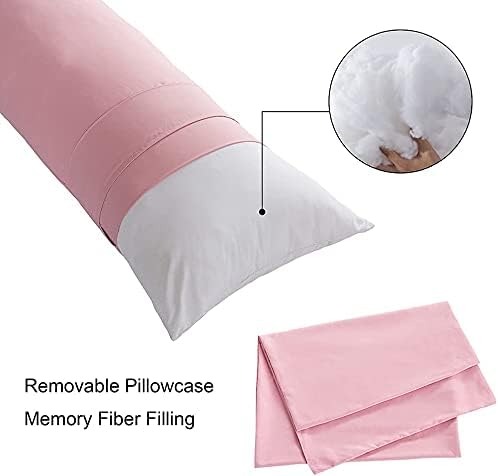 ELNIDO QUEEN Body Pillow with Pillowcase - Soft Long Bed Pillow for Adults - Breathable Full Body Pillow Insert for Sleeping, 20x54inches - Pink