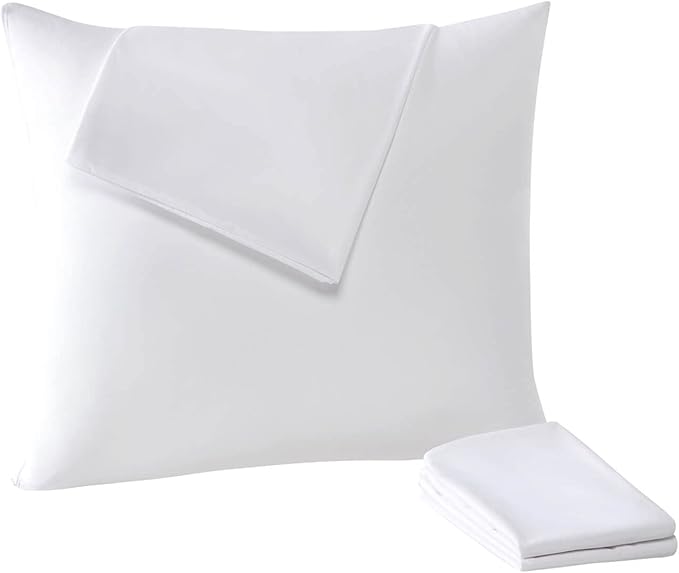 4 Pack Waterproof Down Feather Proof Pillow Protectors with Zipper King Size Set of 4 Poke Proof Bed Pillow Covers