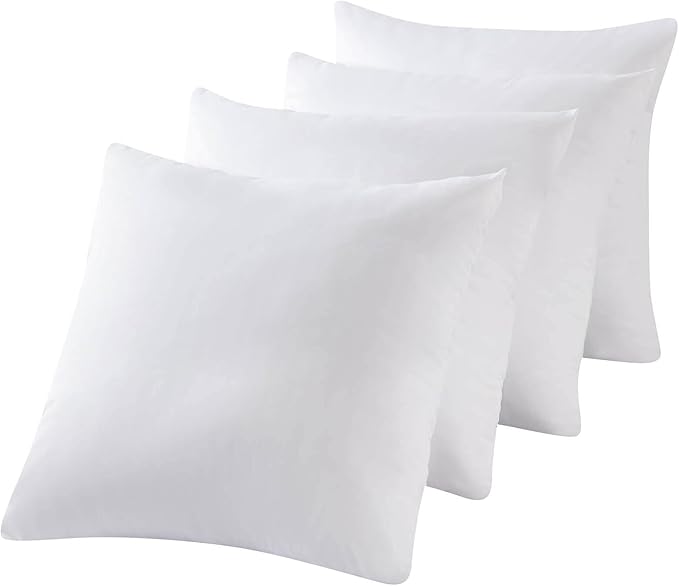 Kingnex 4 Pack Waterproof Down Feather Proof Pillow Protectors with Zipper 20x20 Zippered Pillow Covers for Square Throw Pillow
