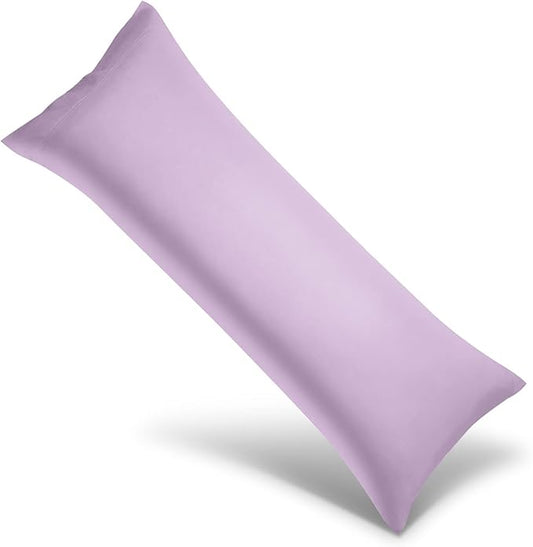 WishSmile Body Cooling Pillowcase Long Pillow Case Breathable Cool Silky Soft Rayon Derived from Bamboo Fabric,Hair and Skin Friendly,Light Purple,1 Pack,20x54IN