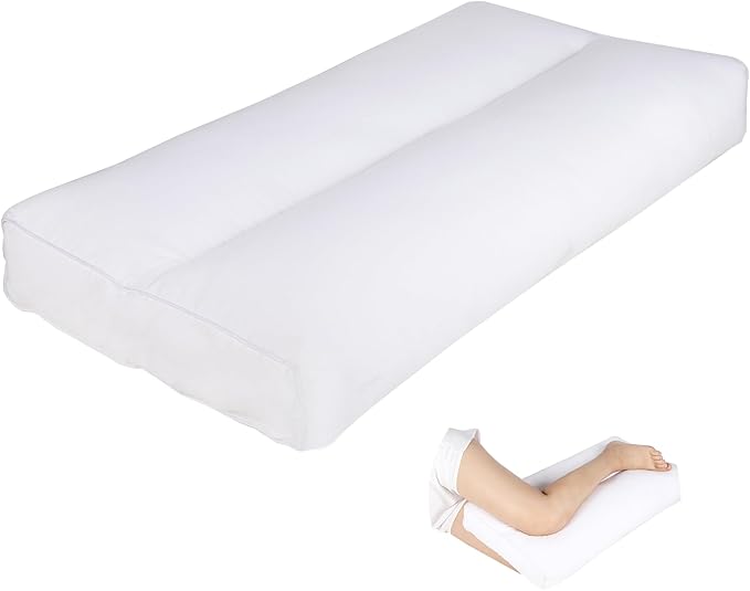 MINUPWELL Knee Pillow for Side Sleepers, 4" Leg Pillow for Side Sleeping, 100% Cotton Fabric Pillow for Between Knees While Sleeping - High Support Alternative for Relieving Leg, Back, and Knee Pain