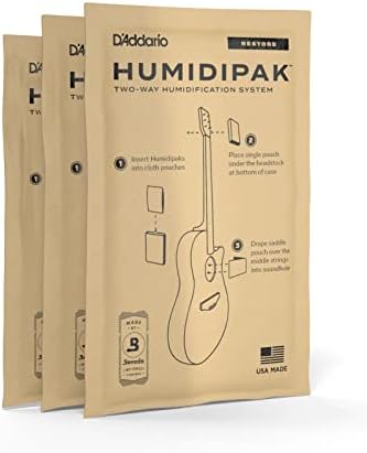 D'Addario Guitar Humidifier Packs - Two-Way Humidification System Conditioning Packets - For Restoring to Proper Guitar Humidification Level - 3 Restore Conditioning Packets