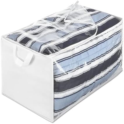 Whitmor Jumbo Storage Bag, 29" L x 17.5" W x 15.5" H | Zippered | White/Clear | Pack of 6