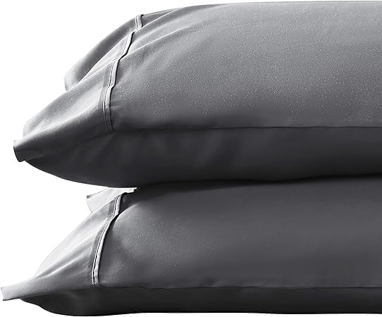 1000 TC Dark Gray Standard Pillowcases Set of 4 100% Egyptian Cotton Pillow Cases with Long Staple Cotton & Sateen Weave, Silky Soft Hotel - Like Bed Pillow Covers for Comfy Sleeping, Snug Fit