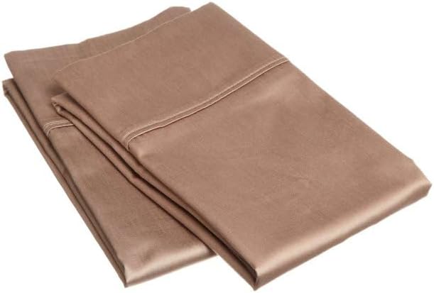 1000 TC Taupe Standard Pillowcases Set of 2 100% Egyptian Cotton Pillow Cases with Long Staple Cotton & Sateen Weave, Silky Soft Hotel - Like Bed Pillow Covers for Comfy Sleeping, Snug Fit
