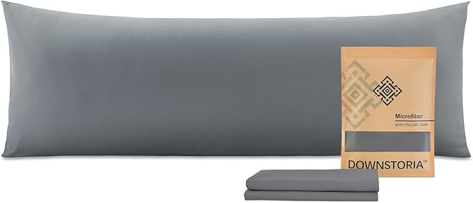 DOWNSTORIA Body Pillow Pillowcase, Ultra Soft Microfiber Long Pillow Cover, Envelope Closure Large Pillow Cases 20x54 inch (Dark Gray)