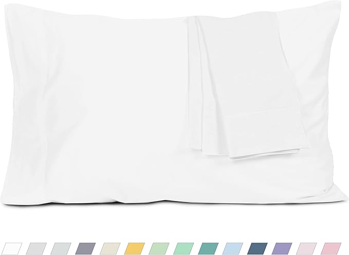 Pillow Cases, King Size Cotton Percale Weave Pillowcases, Pre-Shrunk Breathable and Hypoallergenic Pillowcases, Set of 2 (2 Piece King 20 Inch x 40 Inch, White)