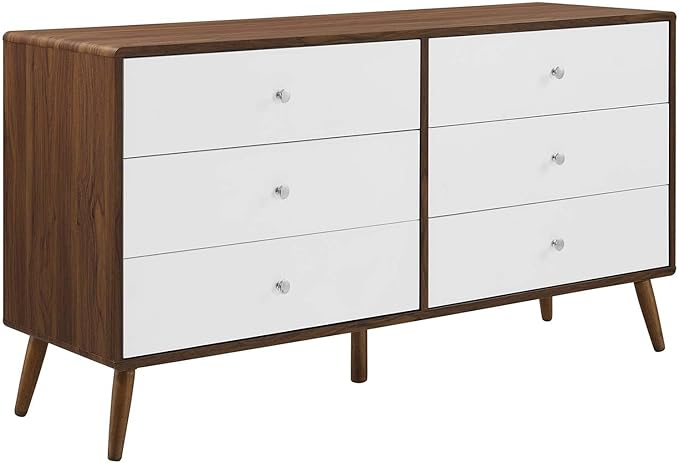 Modway MOD-7022-WAL-WHI Transmit 60" Dresser, Walnut White