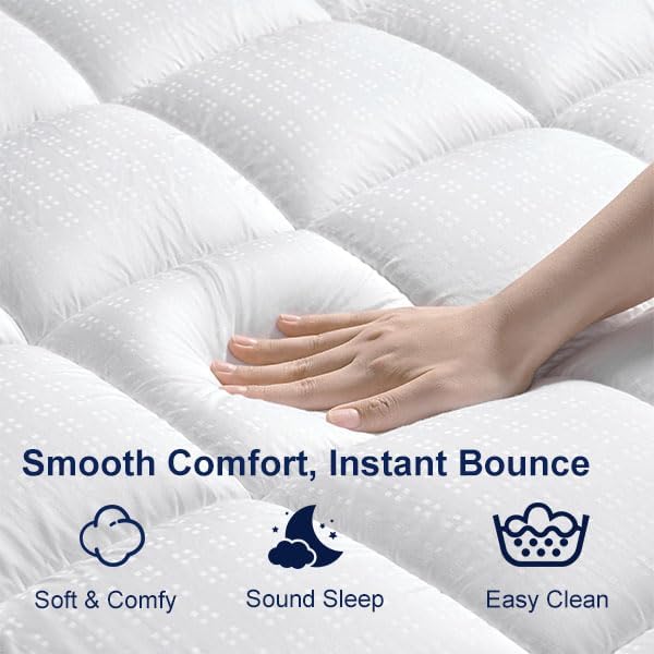 ACCURATEX Mattress Pad King Size - 2 Inches Double Layer Comfort Pillow Top Mattress Cover, Quilted Fitted Mattress Protector Cotton Top, Stretches up 8-21" Deep Pocket Mattress Topper,78x80
