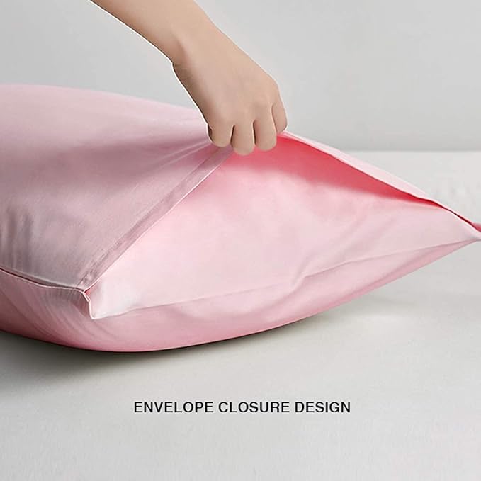 FLXXIE King Pillow Cases Set of 2, Soft Microfiber Pillow Covers with Envelope Closure, Wrinkle, Fade and Stain Resistant Pillowcases, 20x36, Pink