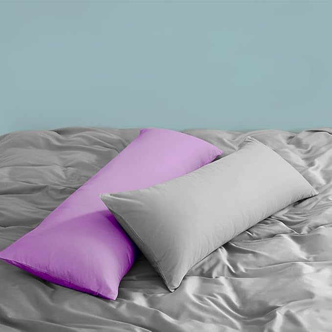 FLXXIE Body Pillow Cover - Super Soft Microfiber 20x54 Body Pillow Case - Envelope Closure, Wrinkle, Stain Resistant 20x54 Long Pillowcase, Lavender