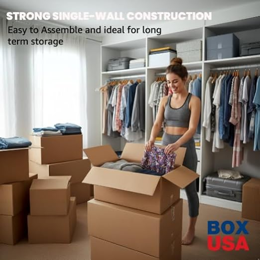 Box USA Wardrobe Boxes Flat 36"L x 21"W x 10"H 10-Pack - Corrugated Cardboard Box for Shipping, Mailing, Packing, Packaging and Storage