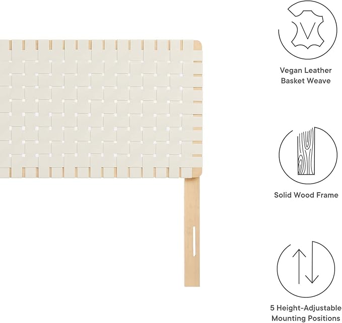 Modway Sparta Weave Queen Vegan Leather Headboard in Natural Beige