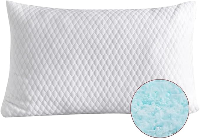 NTCOCO Shredded Memory Foam Bed Pillows for Sleeping Standard Size, with Washable Removable Hypoallergenic Sleep Pillow for Back and Side Sleeper