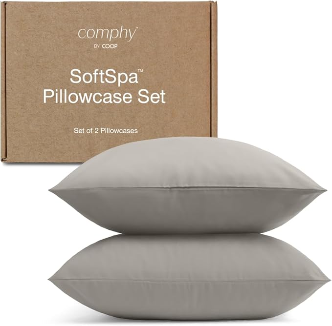 Coop Home Goods Comphy SoftSpa Pillowcase Set of 2, Dove Grey Super Soft Pillow Cases King, Luxury Spa, Breathable, Hotel Quality Pillow Cases