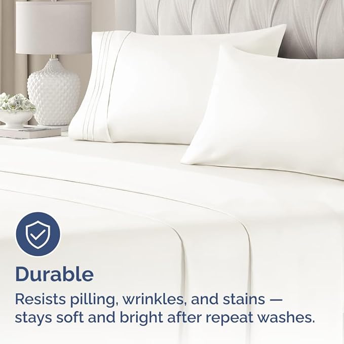 Standard Pillow Cases Set of 4 - Ultra Soft Hotel Quality Pillowcase Covers - Comfy Bedding for Women, Men, Kids & Teens - Machine Washable Pillow Protectors - 4 Piece - Standard Size Antique White