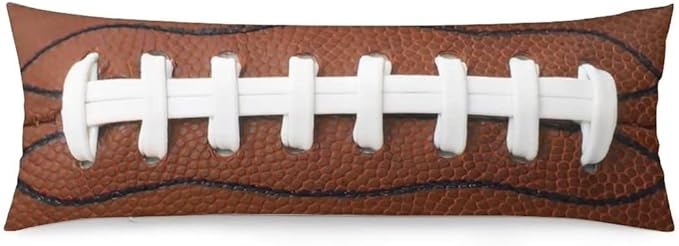 American Football Body Pillow Cover - Rugby Leather Lace Fun Traditional Sport Ball Long Pillow Case with Zipper Decorative Soft Bedding Pillowcase Rectangle Cushion Case for Bedroom, Sofa, 20"x54"