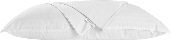 AllerEase Hot Water Wash Breathable Advanced Protection Machine Washable Durable Zippered Pillow Protector, Standard/Queen Size 2 Pack, White