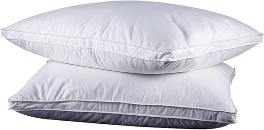 Feather and Down Pillows for Sleeping(2 Pack), King(20inx36in) - White Goose Down Feather Bed Pillow Inserts, 100% Cotton Cover,Lightweight, Fluffy Sleeping Pillows for All Sleepers