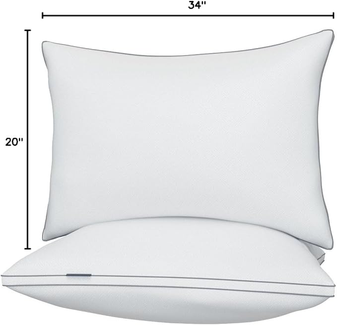 viewstar Bed Pillows King Size Set of 2, Firm Support Down Alternative Gusseted Pillows for Side, Back, or Stomach Sleepers, White