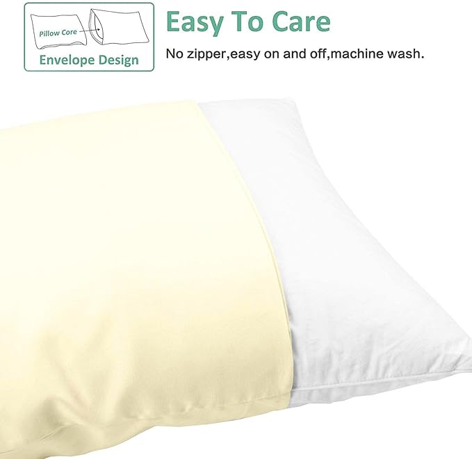 NTBAY King Pillowcase Set - 2 Pack Brushed Microfiber 20x36 Pillowcases - Soft, Wrinkle-Free, Fade-Resistant, Stain-Resistant, Ivory Pillowcases with Envelope Closure - 20x36 Inches, Ivory