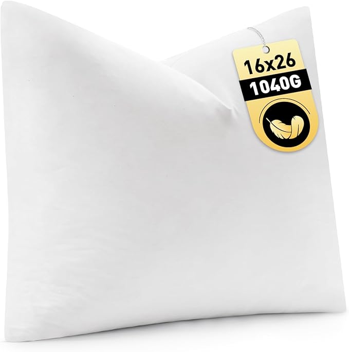 MIULEE 16x26 Inch Down Feather Pillow Insert,Fluffy and Comfy Throw Pillow with Cotton Fabric for Bed Couch and Sofa