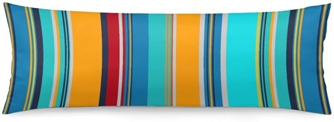 Stripe Bohemian Style Body Pillow Cover Colorful Stripes Long Pillow Case with Zipper Farmhouse Bedding Pillowcase Decorative Pillowcases Soft Cushion Pillow Covers for Bedroom,Couch,20"x54",Teal Blue