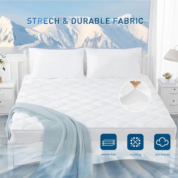 Sunflower Cooling Quilted Full Mattress Protector, Mattress Pad Chill Soft, Full Mattress Cover, 18-22" Extra Deep Pocket Thin Version, Machine Washable Durable