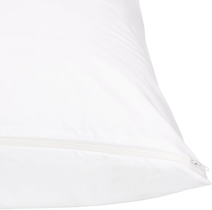 Amazon Basics King Pillow Pillowcases with Zipper, 100% Cotton Hypoallergenic, Pillow Protector, White (37 x 21 Inches), Pillows Not Included (Pack of 2)