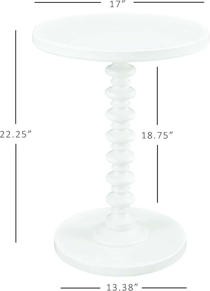 Powell Furniture Powell Round Spindle, White Table 17 x 22.25 x 17