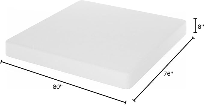 Furinno Tidur Cooling Gel Memory Foam Mattress, 8 Inch, King, White