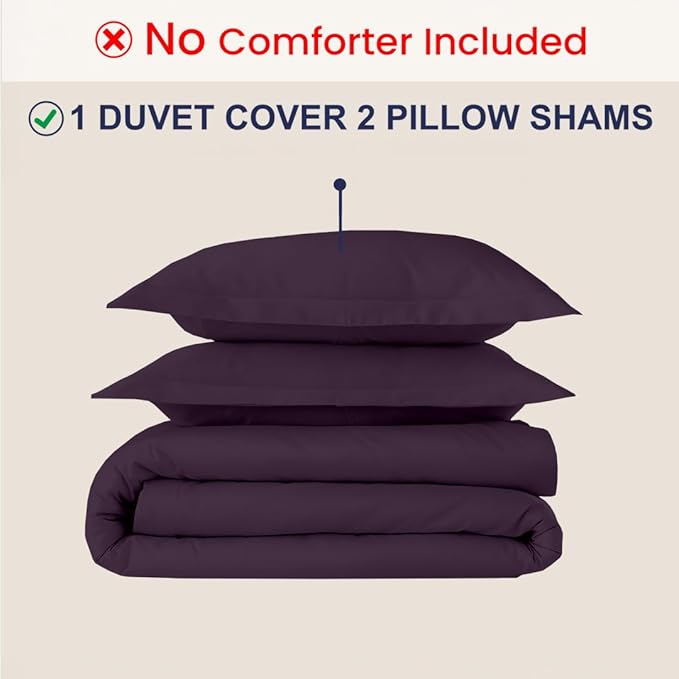 Kotton Culture 3 Pc California King Duvet Cover Set-100% Egyptian Cotton 600 Thread Count Ultra Soft Premium Durable Comforter Cover Zipper Closure & Corner Ties- (Plum, 104" X 98")