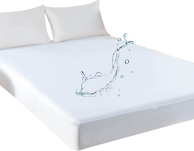 Kingnex King Mattress Protector Waterproof Fitted Sheet Style Deep Pocket Mattress Cover with Elastic Skirt