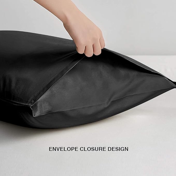FLXXIE King Pillow Cases Set of 2, Soft Microfiber Pillow Covers with Envelope Closure, Wrinkle, Fade and Stain Resistant Pillowcases, 20x36, Black