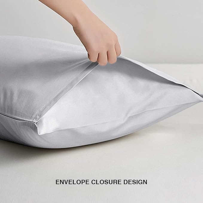 FLXXIE Pillow Cases Queen, Soft Microfiber Pillow Covers with Envelope Closure, Wrinkle Resistant Pillowcases, 2 Piece Set, 20x30, Light Grey