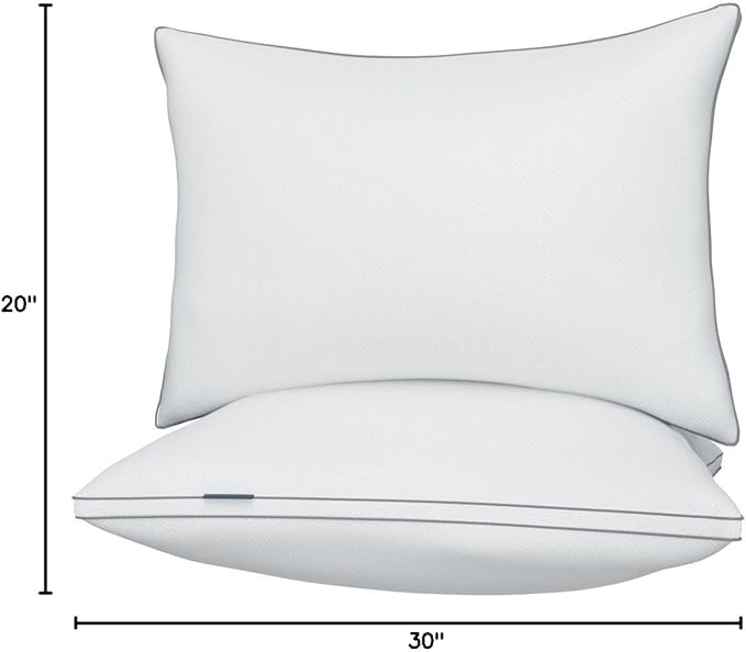 viewstar Bed Pillows Queen Size Set of 2, Firm Support Down Alternative Gusseted Pillows for Side, Back, or Stomach Sleepers, White