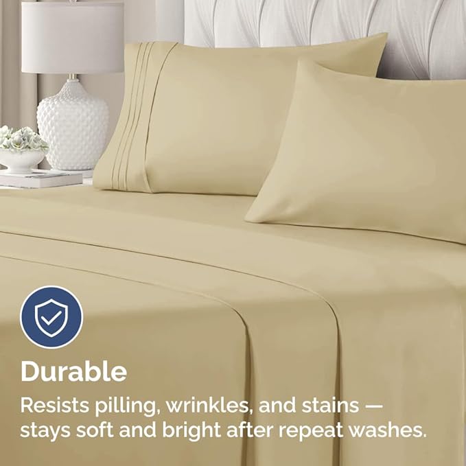 King Standard Pillow Cases Set of 2 - Ultra-Soft Hotel Quality Pillowcase Covers - Comfy, Cozy & Fade Free - Wrinkle Resistant - Machine Washable Pillow Protectors - 2 Piece Set - King Standard Beige